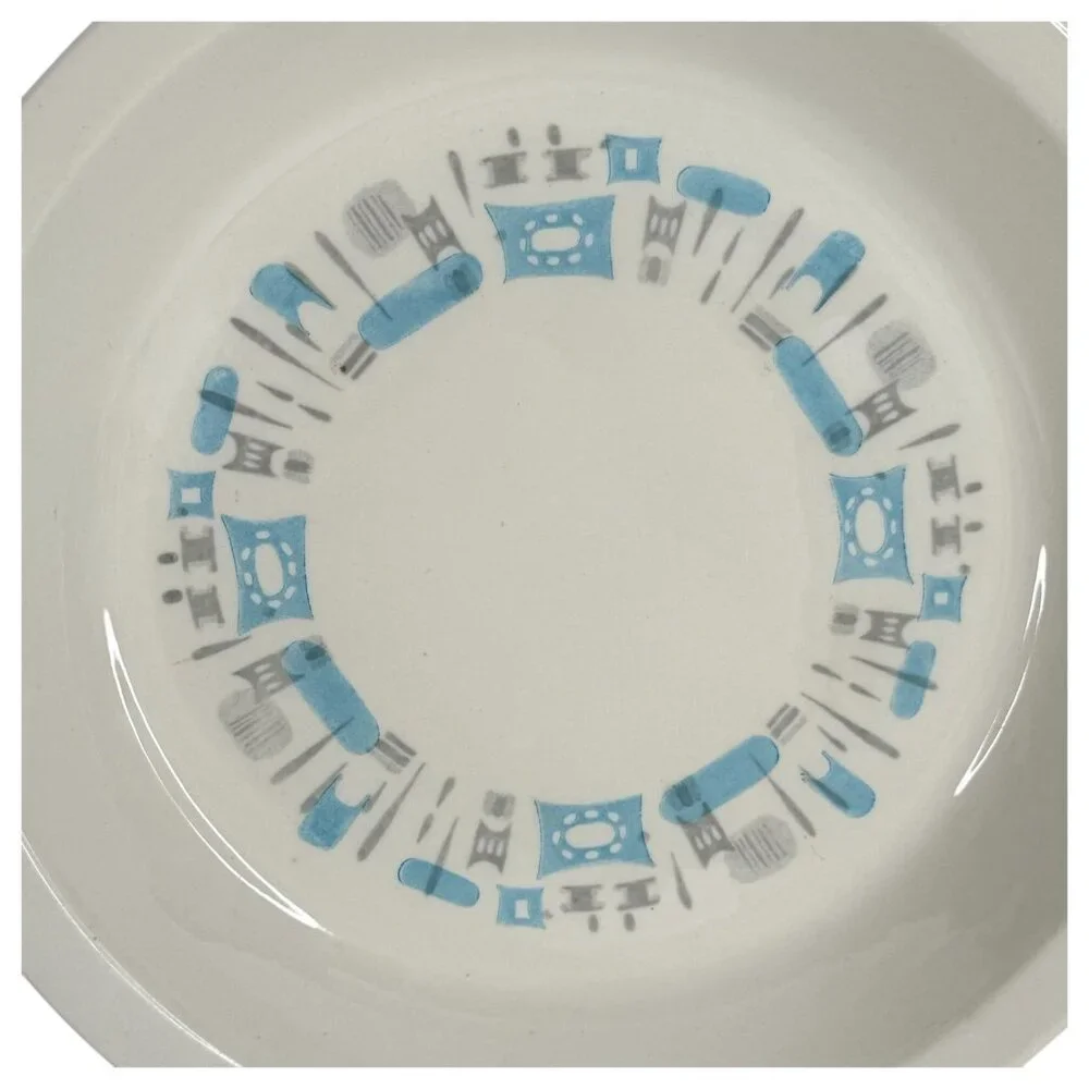 Royal China Blue Heaven Atomic‎ Pie Plate Mid Century Modern Ceramic 9 7/8” VTG